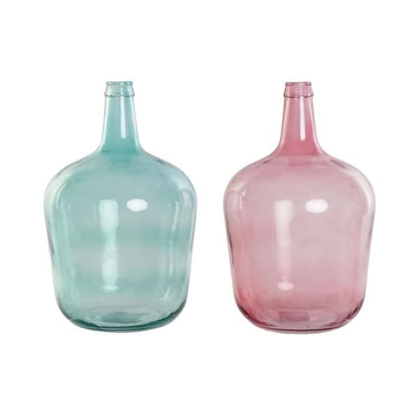 vas rosa grönt härdat glas 25 x 25 x 40 cm (2 enheter)