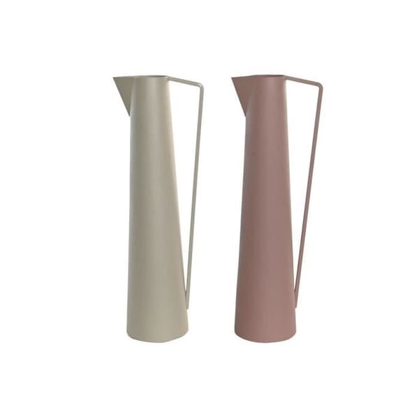 vas 15 x 11 x 45 cm beige järnrosa (2 enheter)