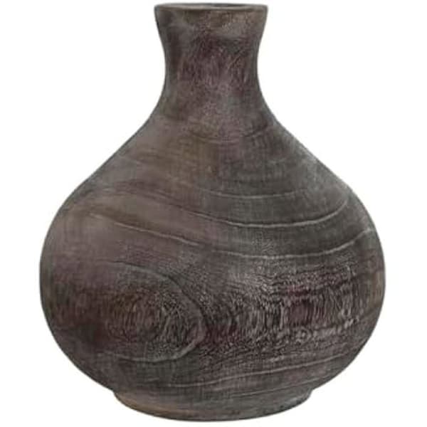 Vas - HOME ESPRIT - Mörkgrå - Paulownia trä - 24 x 24 x 27 cm - Modern stil