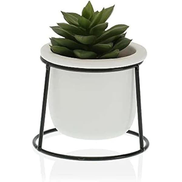 Blomkruka - BigBuy Home - Vit metallisk keramik - 10,5 x 11,5 x 10,5 cm