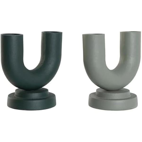 Dekorativa vaser - HOME ESPRIT - Set om 2 - Aluminium - Flerfärgad - 18 x 13 x 19 cm