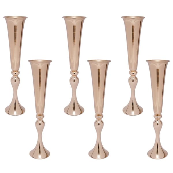 Trumpet Blomsterkrukke, Guld Finish, Holdbar Jernkonstruktion,Guld