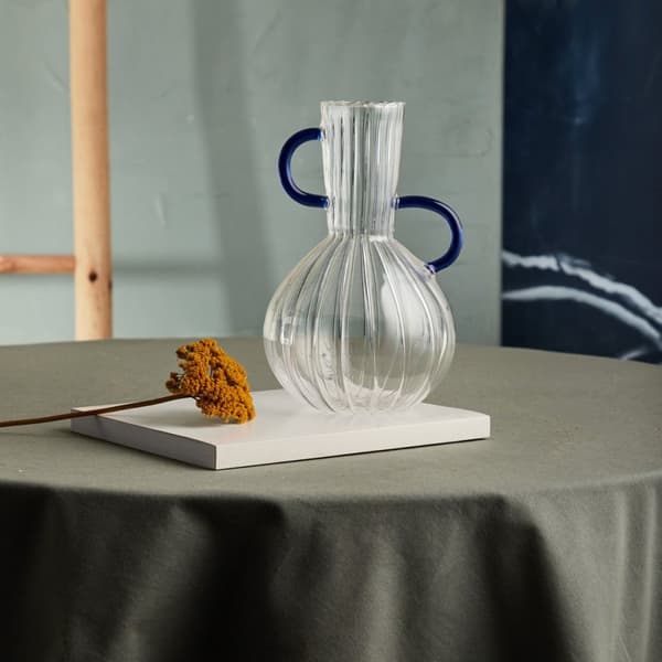 Vase | ORELLA | glas med marineblå ører | 13x13x20 cm | 709517