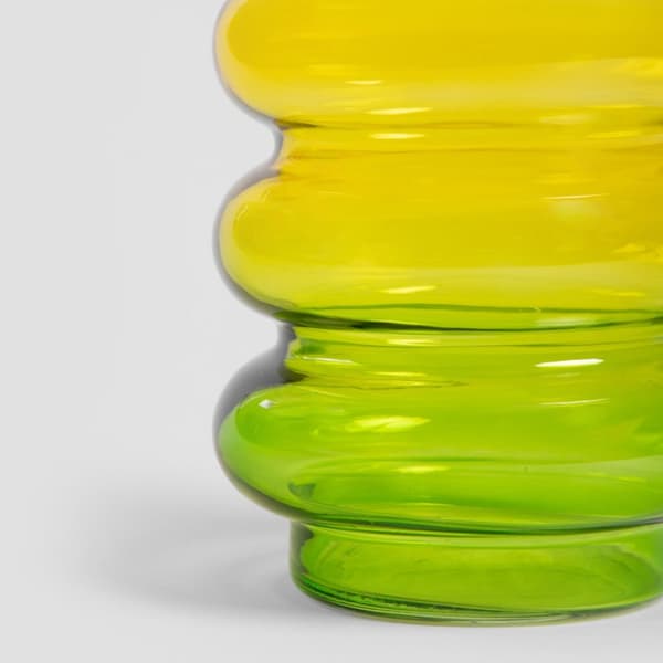 CIRKEL vase glas gul-grøn ombre 11x26cm