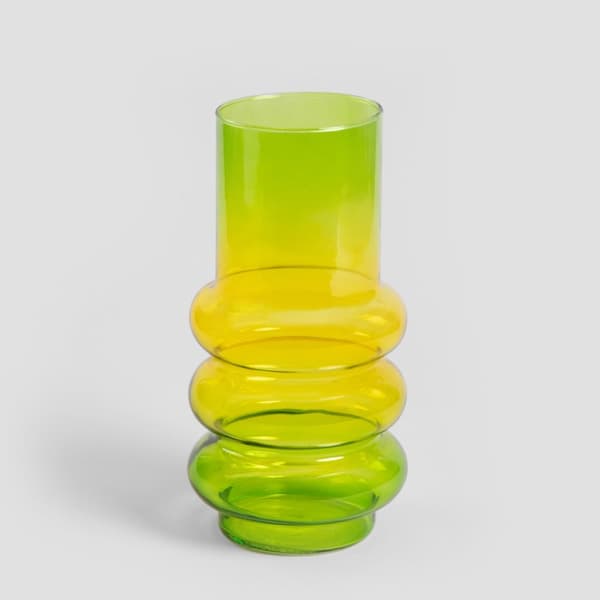 CIRKEL vase glas gul-grøn ombre 11x26cm