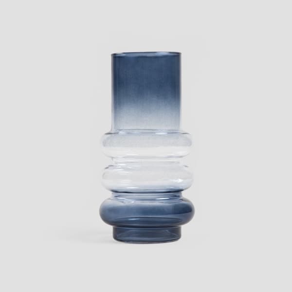 Vase | CIRKEL | glas blå gennemsigtig ombre | 11x26cm | 726828