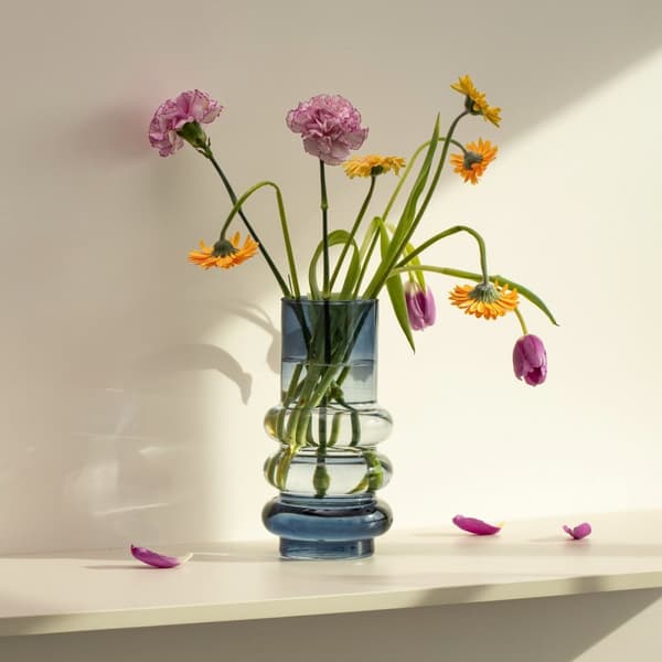 Vase | CIRKEL | glas blå gennemsigtig ombre | 11x26cm | 726828