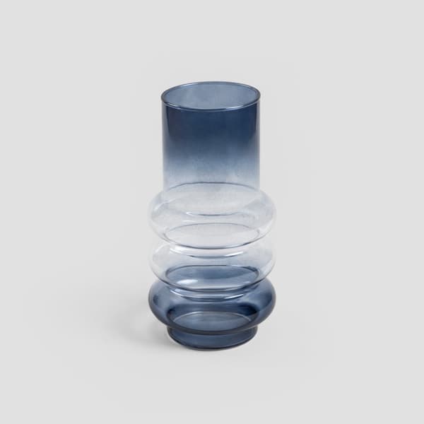 Vase | CIRKEL | glas blå gennemsigtig ombre | 11x26cm | 726828