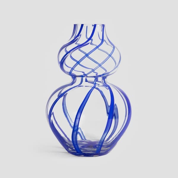 Vase | AZURET | glas med blå striber | 17x25cm | 729829
