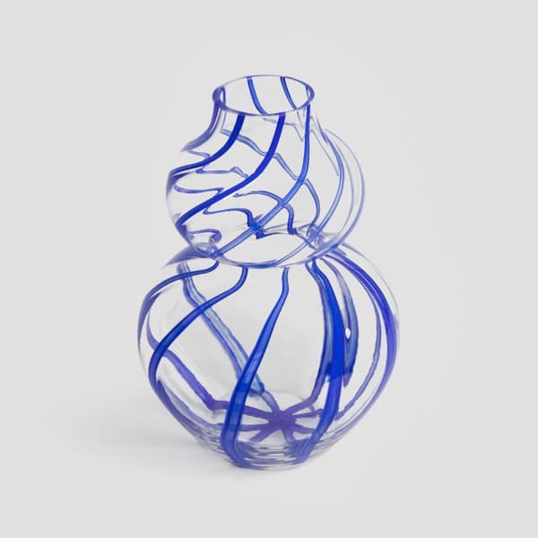 Vase | AZURET | glas med blå striber | 17x25cm | 729829