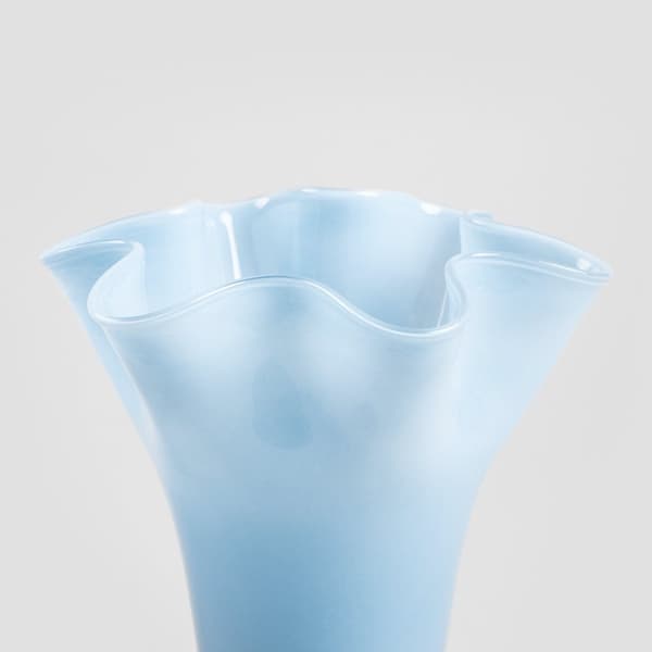 Vase | MODERNE HAMPTONS | glas blåt med bølger | 19x22,5cm | 729836