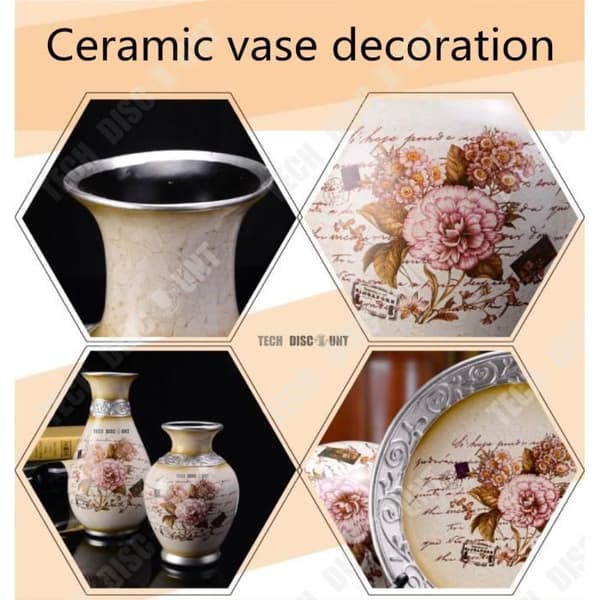 TD® vas dekoration tallrik design hem vit blomma glas porslin silver bröllop keramik retro present sofistikerat vardagsrum