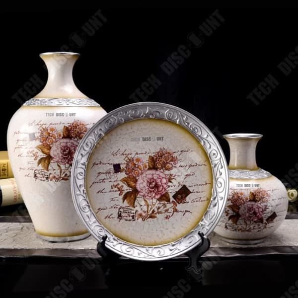TD® vas dekoration tallrik design hem vit blomma glas porslin silver bröllop keramik retro present sofistikerat vardagsrum