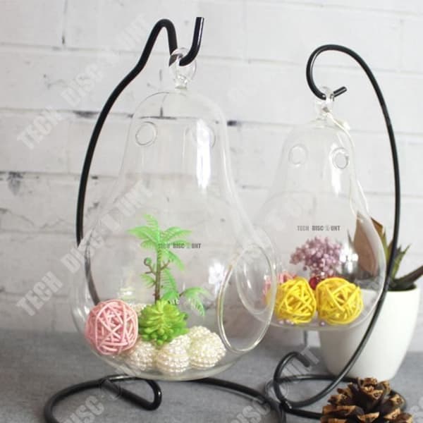 TD® Vas dekoration design genomskinligt glas smidesjärn bröllopskontor krukväxt kreativ hängande boll present ornament blommor origi