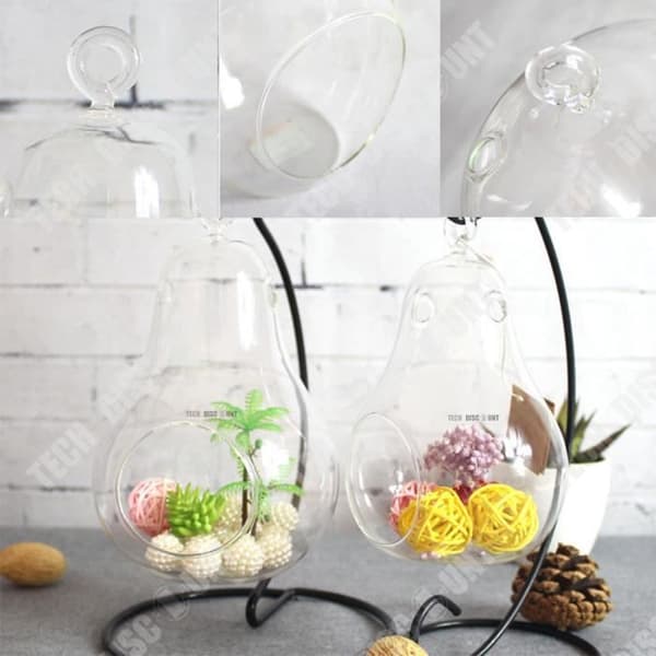 TD® Vas dekoration design genomskinligt glas smidesjärn bröllopskontor krukväxt kreativ hängande boll present ornament blommor origi