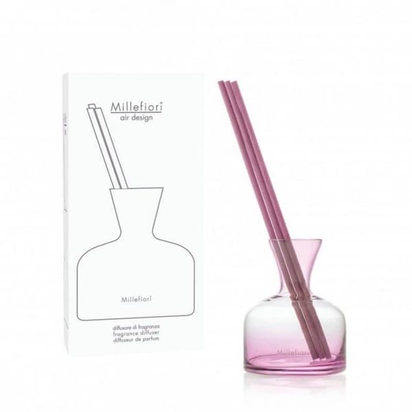 MILLEFIORI DIFFUSOR MED STICK AIR DESIGN VAS VITRO ROSA 250ML DOFT HEM