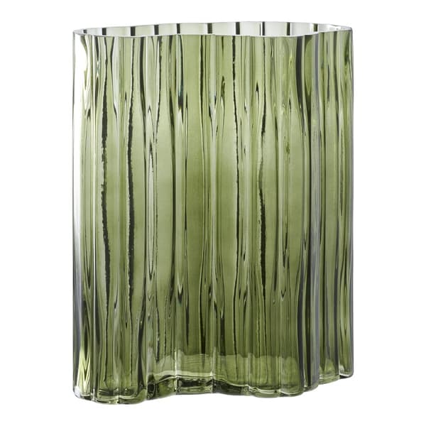 Vase, Glas Røget, 21,5x26,5 cm, Grøn