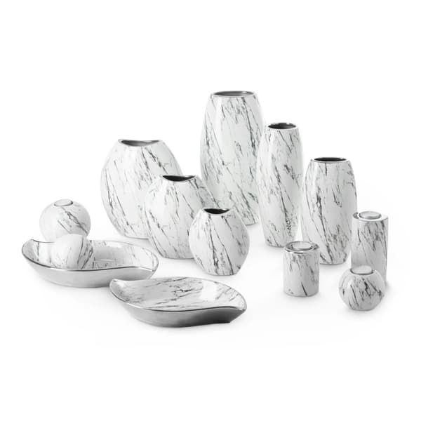 SANA dekorativ vase 13x9x25 Eurofirany hvid sølvmarmor
