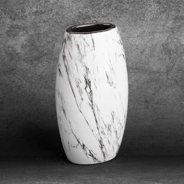 SANA dekorativ vase 13x9x25 Eurofirany hvid sølvmarmor