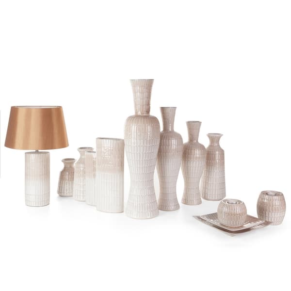 Dekorativ vase EDNA 16x48 Eurofirany creme beige keramik