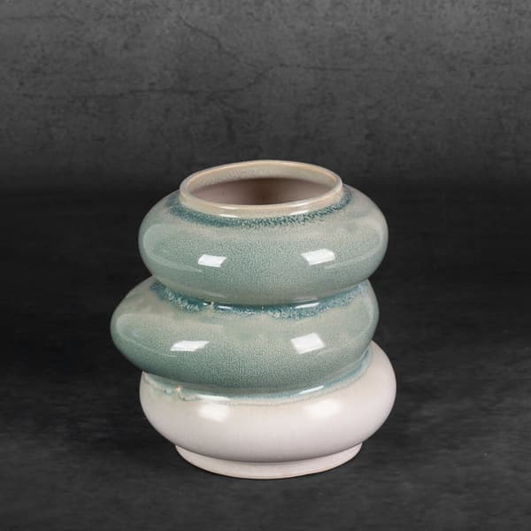 LIANA dekorativ vase 10x18x19 Eurofirany creme mint ombre effekt