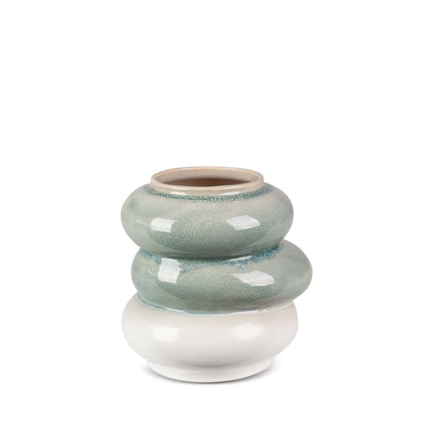 LIANA dekorativ vase 10x18x19 Eurofirany creme mint ombre effekt
