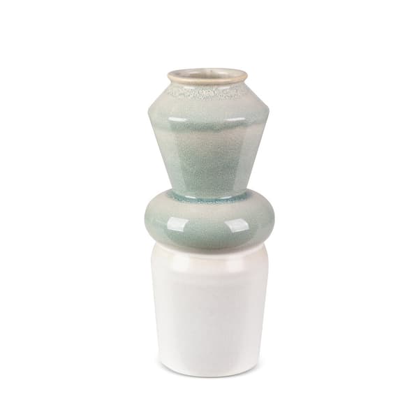 LIANA dekorativ vase 14x14x31 Eurofirany creme mint ombre effekt