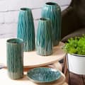 Miniatyrbillede 6 af 7: Dekorativ vase REA 14x29 Eurofirany grøn med lodrette riller