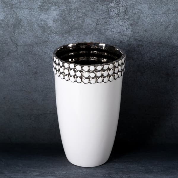 Dekorativ vase ELORA 14x14x23 Eurofirany hvid sølv