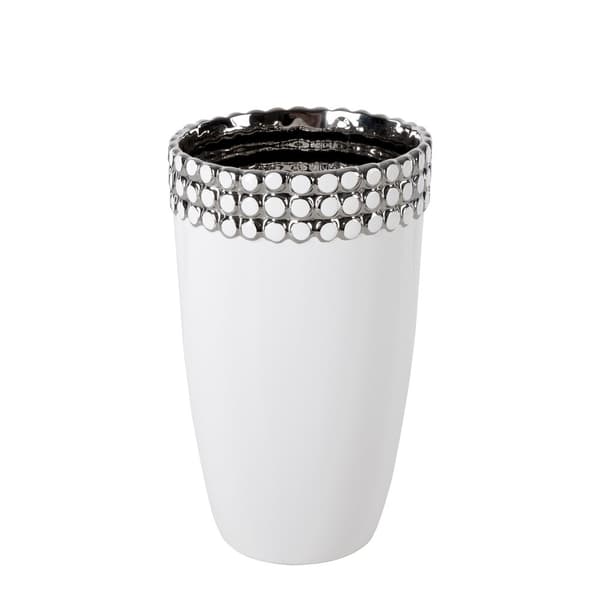 Dekorativ vas ELORA 14x14x23 Eurofirany vit silver