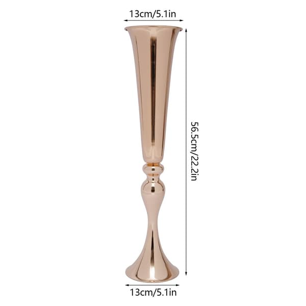 Metal Trumpet Vase, Holdbar Jernkonstruktion, Stilfuld Elektroplateret Finish,Rosen Guld