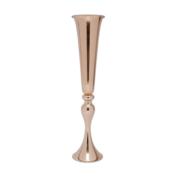 Metal Trumpet Vase, Holdbar Jernkonstruktion, Stilfuld Elektroplateret Finish,Rosen Guld