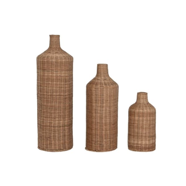 3 Maljakon Setti Home ESPRIT Ruskea Metalli Luonnollinen 25 x 25 x 82 cm (3 Kappaletta)