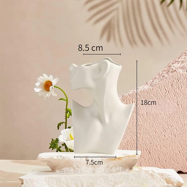 Keramisk Krop-formet Vase, Elegant Mat Finish, Håndlavet Design, Ideel til Tørrede Blomster