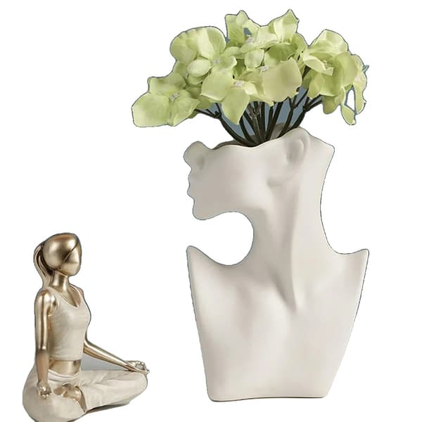 Keramisk Krop-formet Vase, Elegant Mat Finish, Håndlavet Design, Ideel til Tørrede Blomster