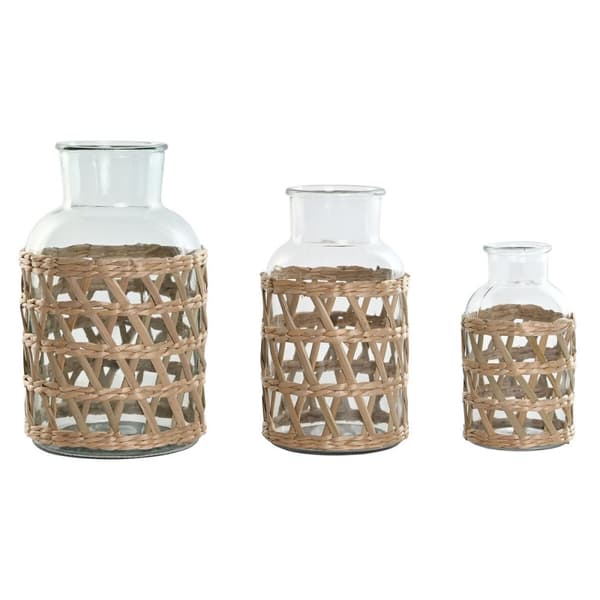 Vas Home ESPRIT Naturell Glas 18,3 x 18,3 x 30 cm (3 Delar)