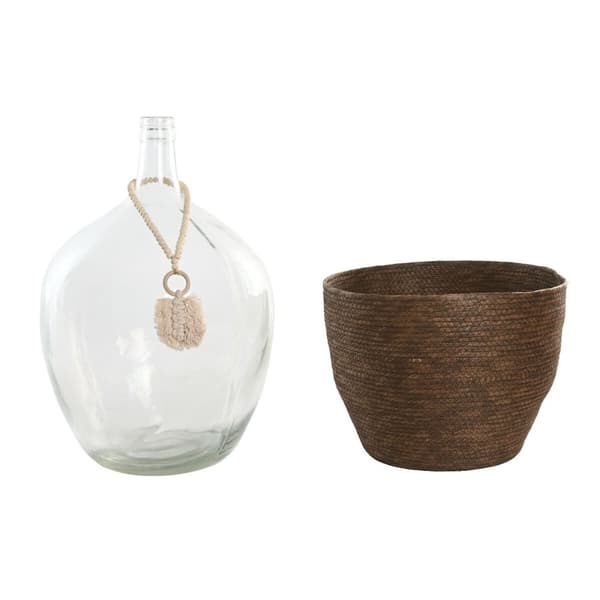Vas Home ESPRIT Transparent Mörkbrun Glas Kolonial 37 x 37 x 55 cm