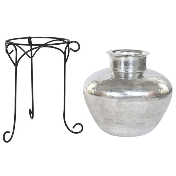 Vas Home ESPRIT Svart Silvrig Aluminium 45 x 45 x 95 cm