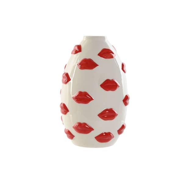 Vas Home ESPRIT Vit Röd Dolomite 15 x 15 x 22,5 cm
