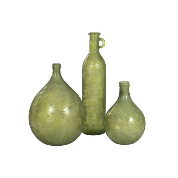 Vase Home ESPRIT Grøn Genbrugsglas Ældet overflade 40 x 40 x 56 cm