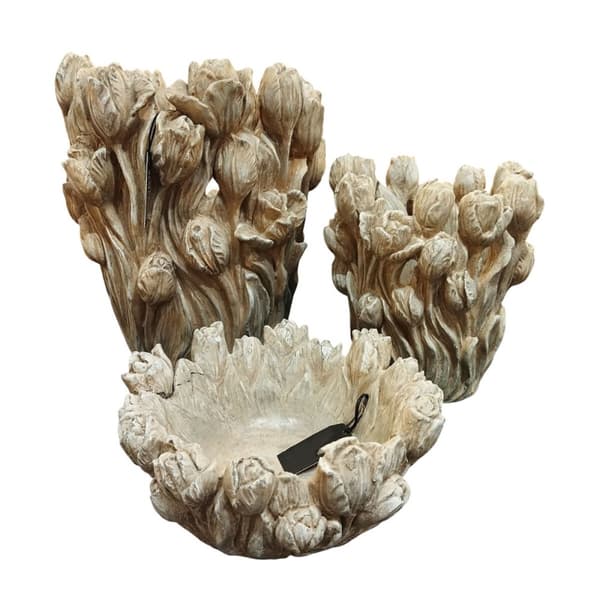 Vase Home ESPRIT Grå Cement Tulipan 29 x 27 x 32 cm