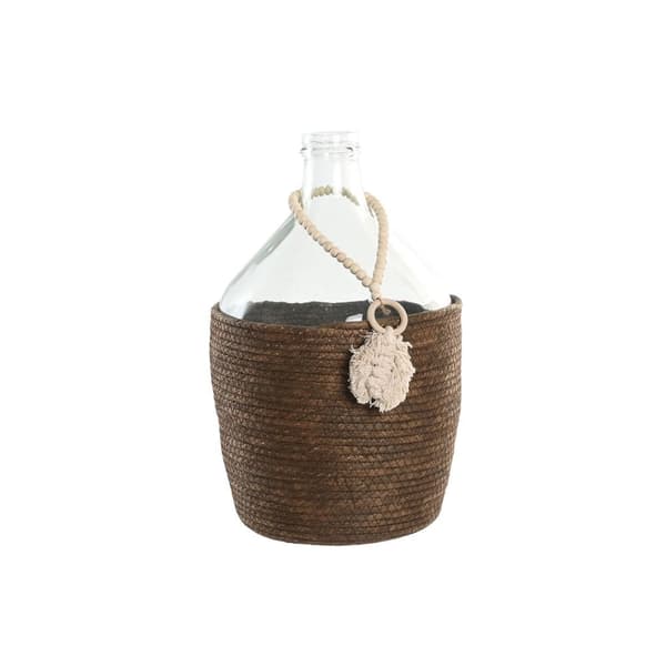 Vase Home ESPRIT Gjennomsiktig Mørkebrunt Krystall Naturell Kolonial 26 x 26 x 39 cm
