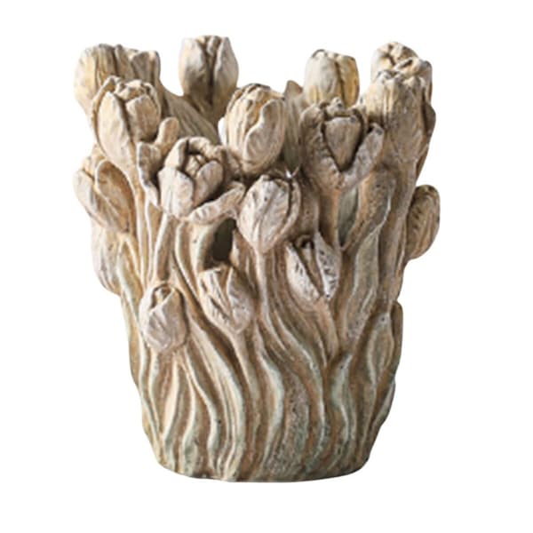 Vase Home ESPRIT Grå Sement Tulipan 21 x 21 x 23 cm