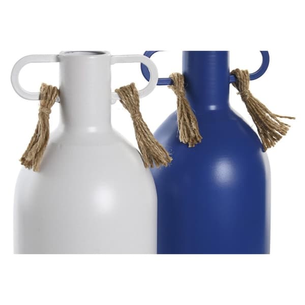 Vas DKD Home Decor Metall Vit Marinblå (9 x 9 x 19 cm) (2 antal)