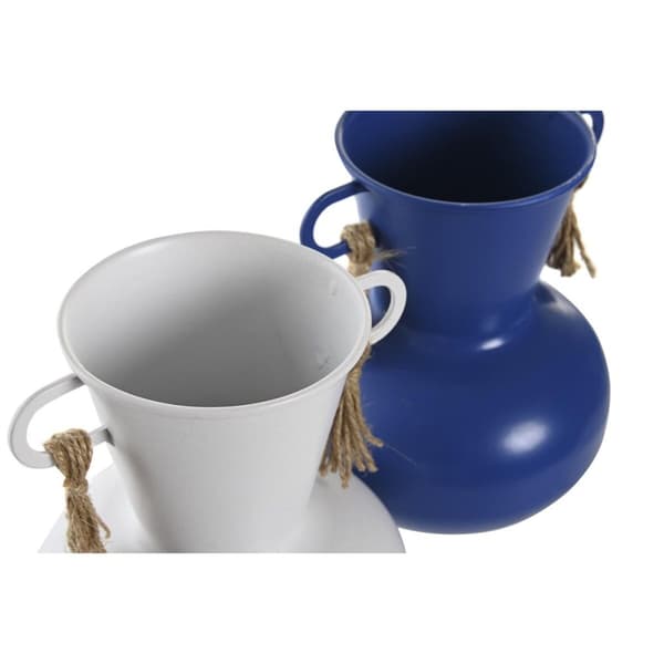 Vas DKD Home Decor Metall Vit Marinblå (12 x 12 x 16 cm) (2 antal)