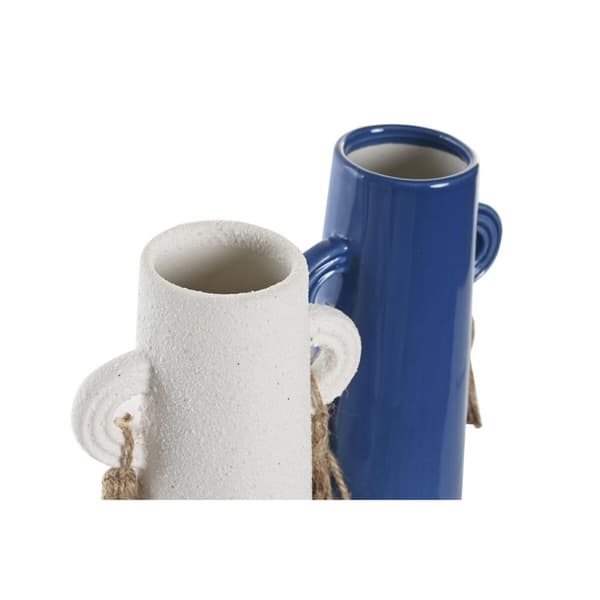 Vas DKD Home Decor Keramik Vit Marinblå (9,5 x 7 x 20 cm) (2 antal)