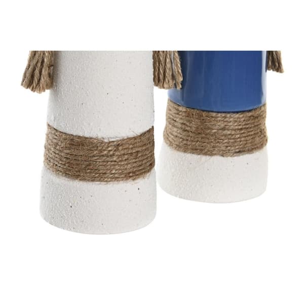 Vas DKD Home Decor Keramik Vit Marinblå (9,5 x 7 x 20 cm) (2 antal)