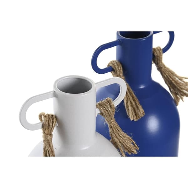 Vase DKD Home Decor Metall Hvit Marineblå (9 x 9 x 19 cm) (2 enheter)