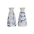 Miniatyrbillede 1 af 3: Vase DKD Home Decor Stjerne Hvid Himmelblå Marine Marineblå Stentøj Middelhavet Hval (2 enheder) (16 x 16 x 31 cm)