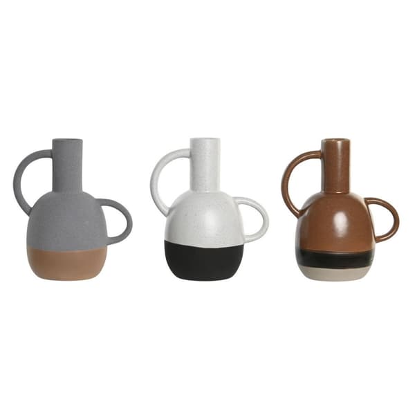 Vas DKD Home Decor Vit Grå Terrakota n Porslin 19,5 x 12 x 22,6 cm (3 antal)
